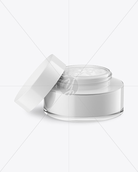 Opened Clear Glass Cosmetic Jar Mockup