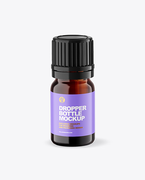 Dark Amber Glass Dropper Bottle Mockup