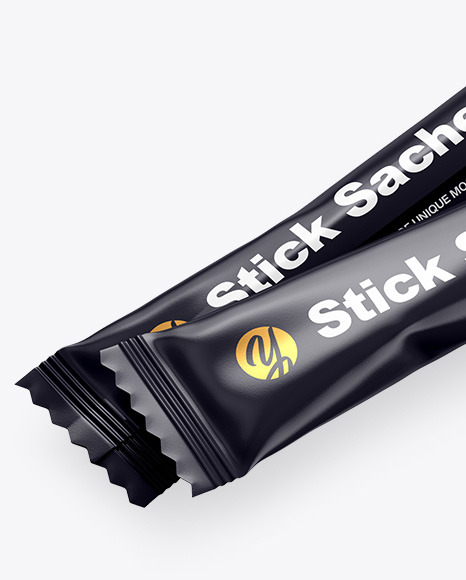 Two Glossy Stick Sachet Mockup