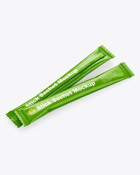 Two Glossy Stick Sachet Mockup