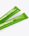 Two Glossy Stick Sachet Mockup