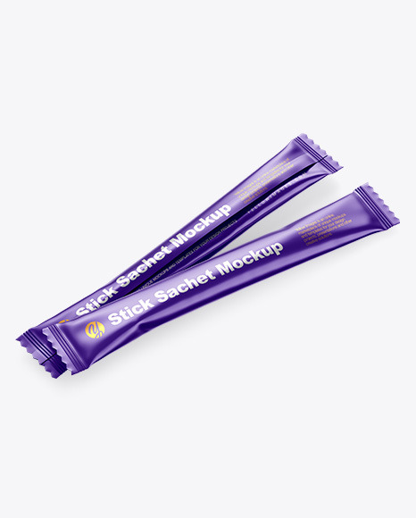 Two Matte Metallic Stick Sachet Mockup
