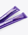 Two Matte Metallic Stick Sachet Mockup