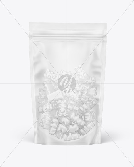 Frosted Stand-up Pouch with Gummies Mockup