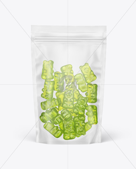 Frosted Stand-up Pouch with Gummies Mockup