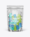 Frosted Stand-up Pouch with Gummies Mockup