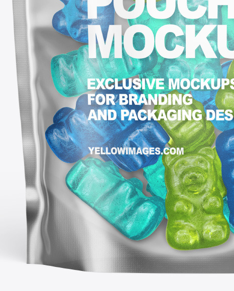 Frosted Stand-up Pouch with Gummies Mockup