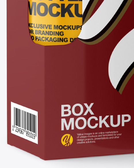 Glossy Bottle w/ Box Mockup