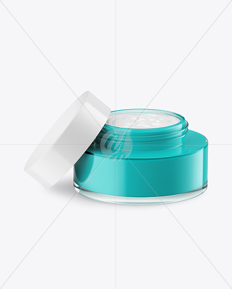 Opened Clear Glass Cosmetic Jar Mockup