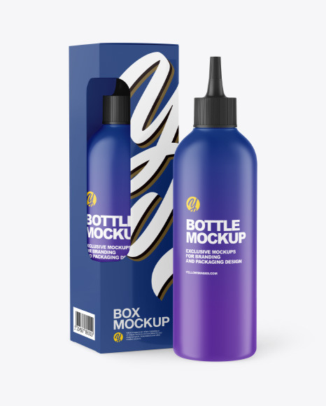 Matte Bottle w Box Mockup - Sprayer+Bottle+Matte+Paper+Pack+Mockup+-+Half+Side+View+|+Exclusive+Mockups