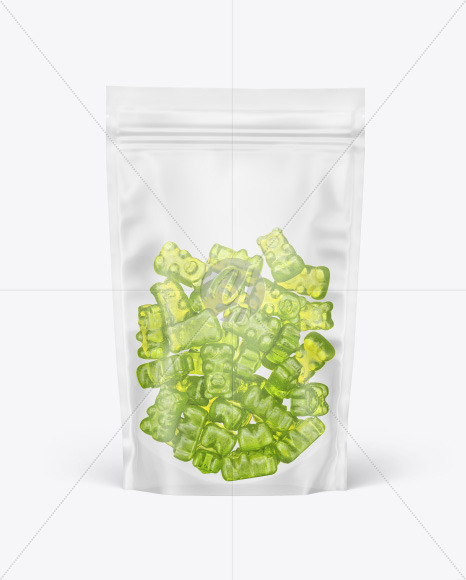 Frosted Stand-up Pouch with Gummies Mockup