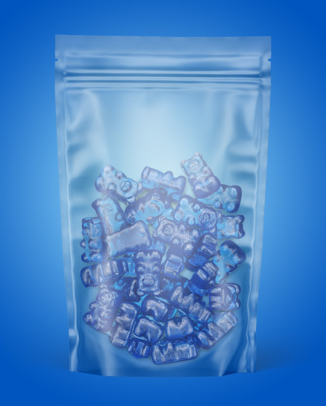 Frosted Stand-up Pouch with Gummies Mockup