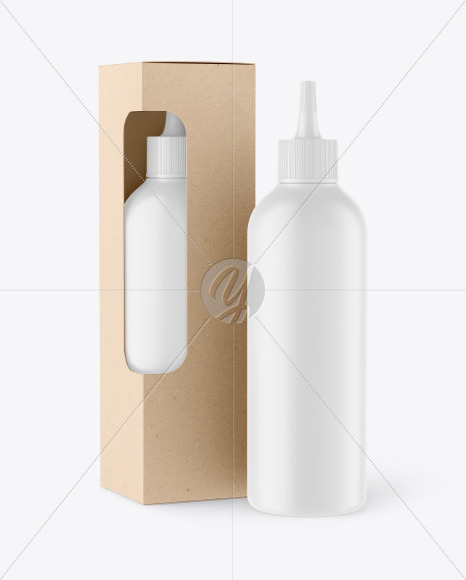 Matte Bottle w/ Kraft Box Mockup