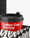 Matte Coffee Cups in Paper Holder Mockup