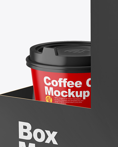 Matte Coffee Cups in Paper Holder Mockup