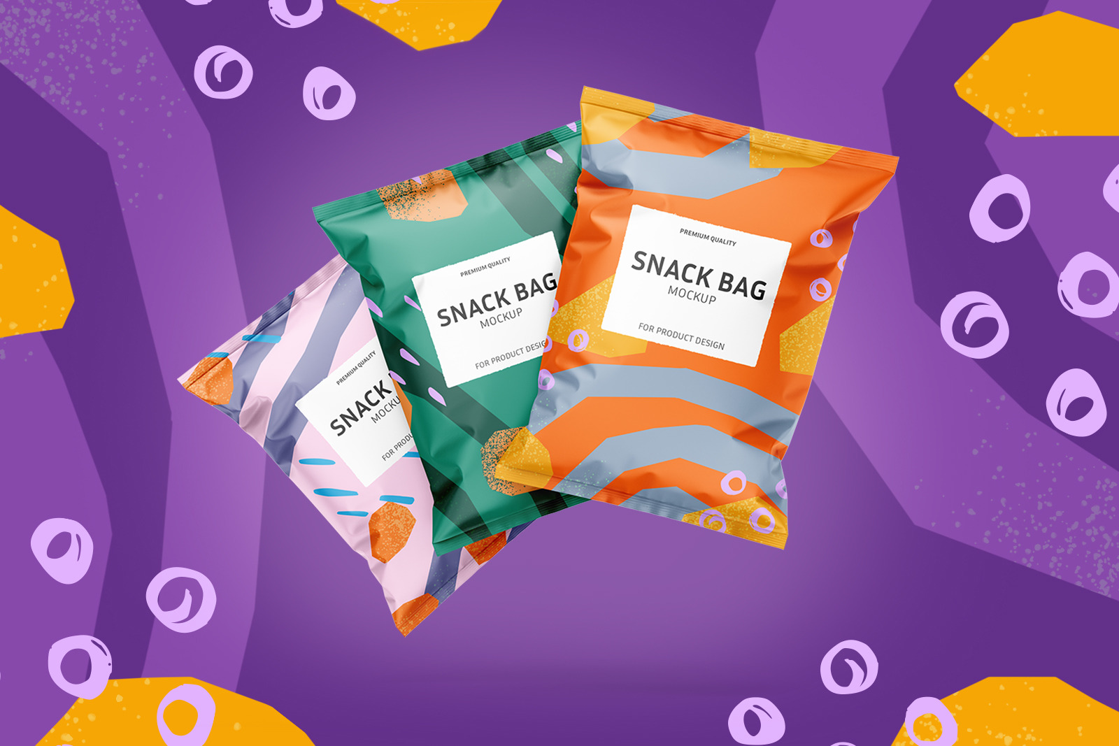 Snack bag mockup set