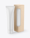 Glossy Cosmetic Tube w/ Kraft Box Mockup