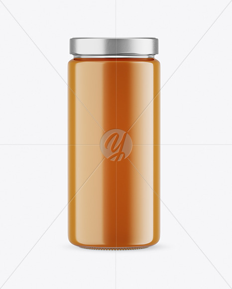 Clear Glass Raw Honey Jar Mockup