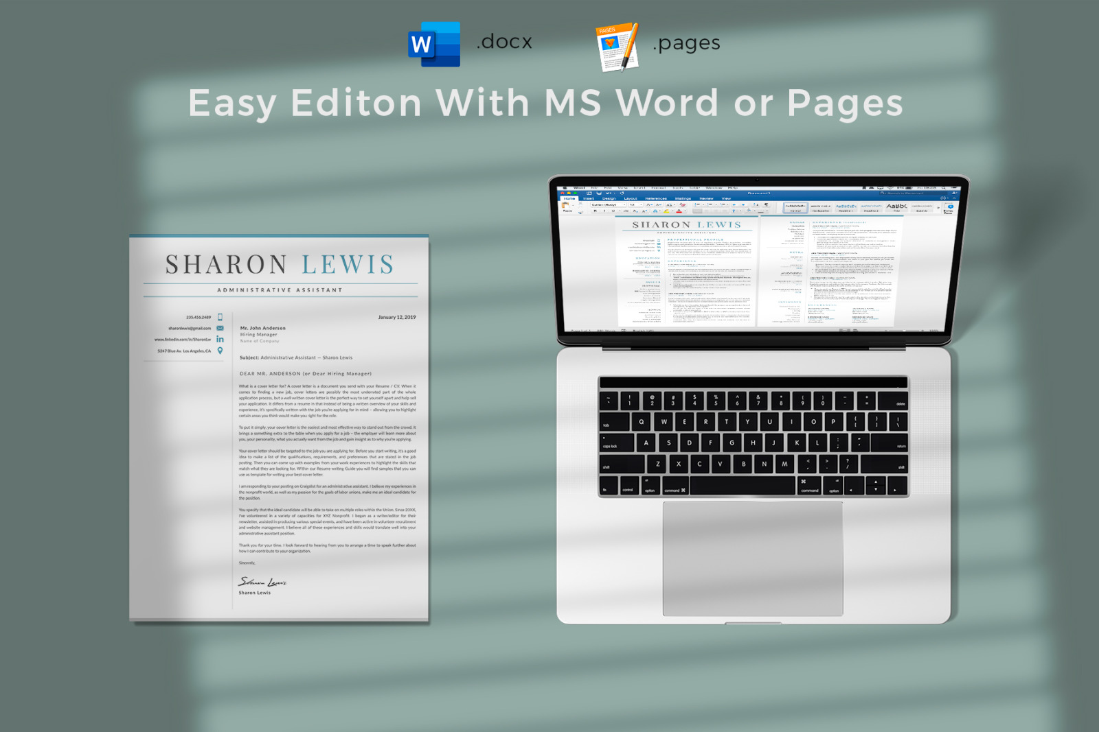Administrative Assistant Resume Template for MS Word and Mac Pages and Matching Cover Letter Administrative Assistant Resume Template for MS Word and Mac Pages and Matching Cover Letter