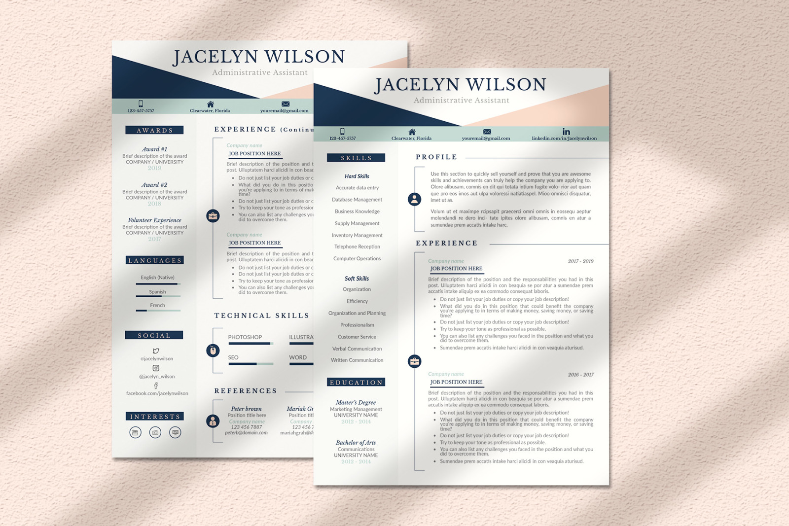 Professional Resume for Administrative Assistant and Matching Cover Letter