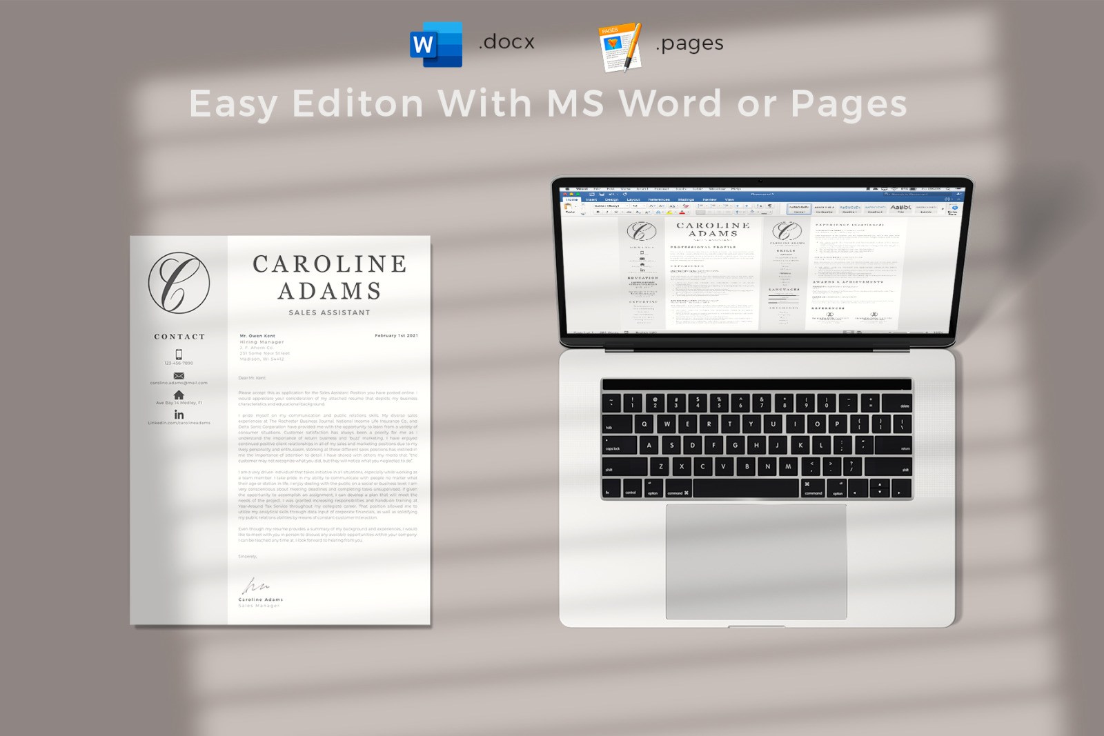 Sales Assistant Resume Template, Cover Letter and References for MS Word and Mac Pages Sales Assistant Resume Template, Cover Letter and References for MS Word and Mac Pages