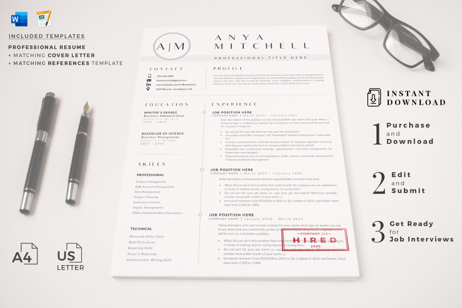 3 Pages of Professional Resume CV Design with Cover Letter format and References page 3 Pages of Professional Resume CV Design with Cover Letter format and References page