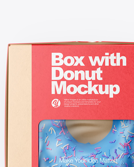 Kraft Box with Donut Mockup