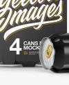 Carton Carrier W/ 4 Glossy Cans Mockup