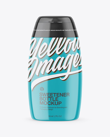 Sweetener Bottle In Glossy Shrink Sleeve Mockup Sweetener Bottle In Glossy Shrink Sleeve Mockup