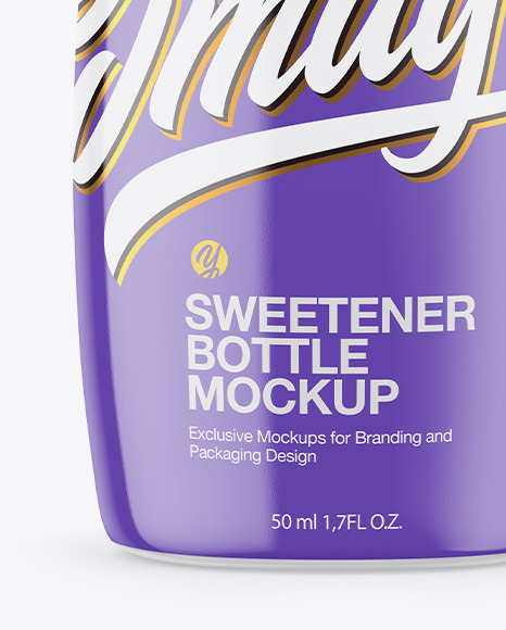 Sweetener Bottle In Glossy Shrink Sleeve Mockup Sweetener Bottle In Glossy Shrink Sleeve Mockup
