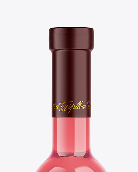 Clear Glass Pink Wine Bottle Mockup