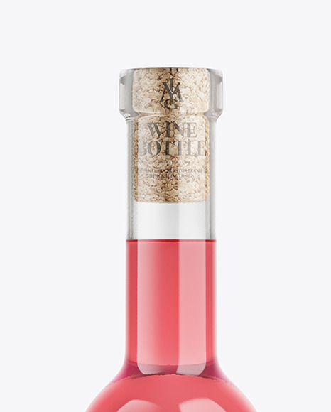 Clear Glass Pink Wine Bottle Mockup