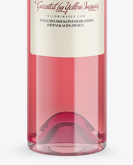 Clear Glass Pink Wine Bottle Mockup