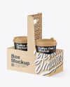 Glossy Coffee Cups in Kraft Paper Holder Mockup