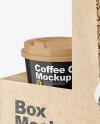 Glossy Coffee Cups in Kraft Paper Holder Mockup