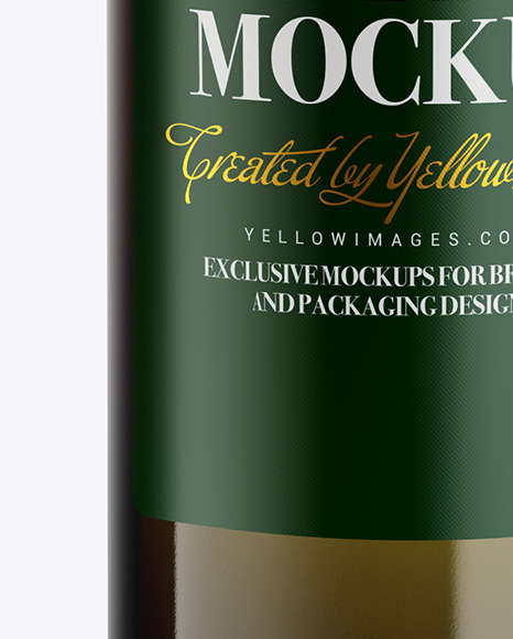 Antique Green Glass White Wine Bottle Mockup