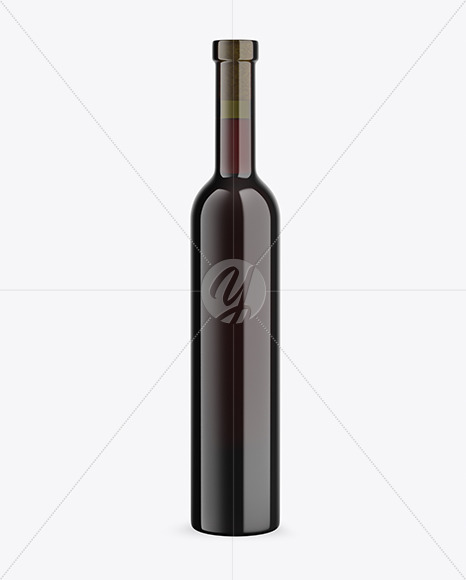 Antique Green Glass Red Wine Bottle Mockup