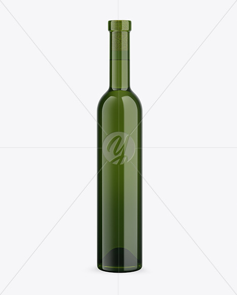 Green Glass White Wine Bottle Mockup