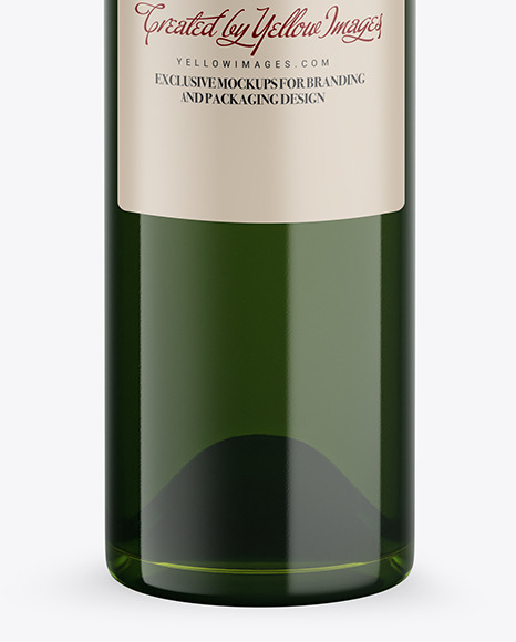 Green Glass White Wine Bottle Mockup