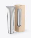 Metallic Cosmetic Tube w/ Kraft Box Mockup