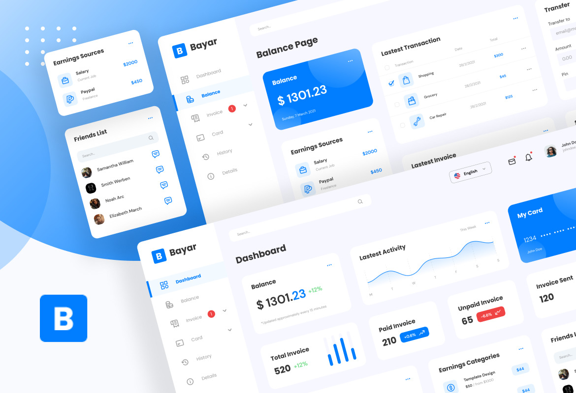 Bayar - Simple Personal Banking Admin Dashboard