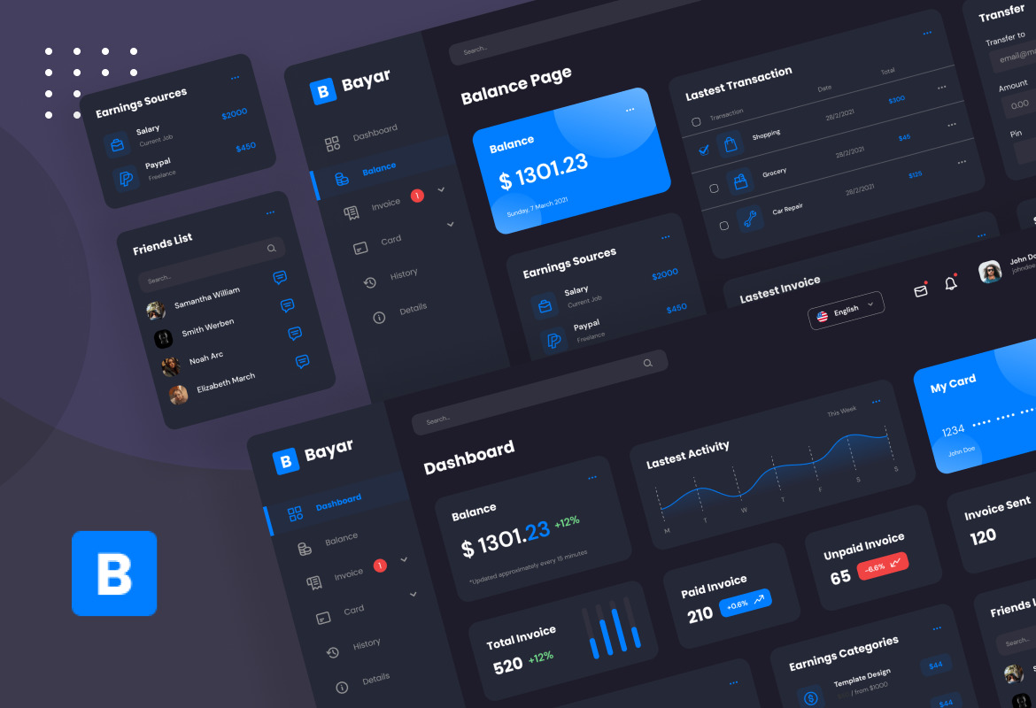 Bayar - Simple Personal Banking Admin Dashboard Bayar - Simple Personal Banking Admin Dashboard
