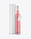 Clear Glass Pink Wine Bottle With Tube Mockup