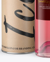 Clear Glass Pink Wine Bottle With Tube Mockup