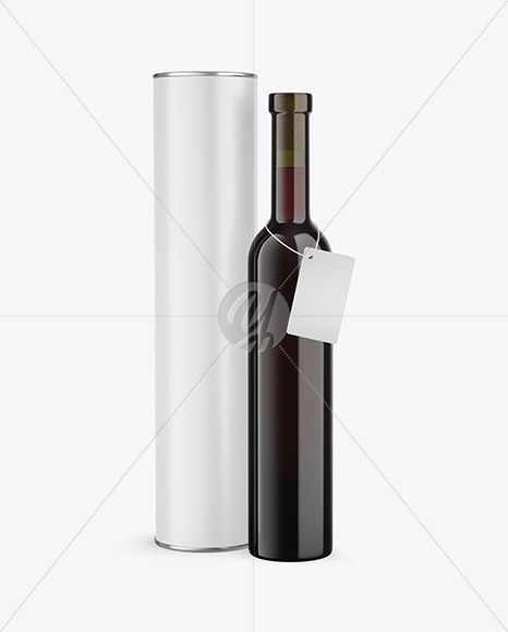 Antique Green Glass Red Wine Bottle With Tube Mockup