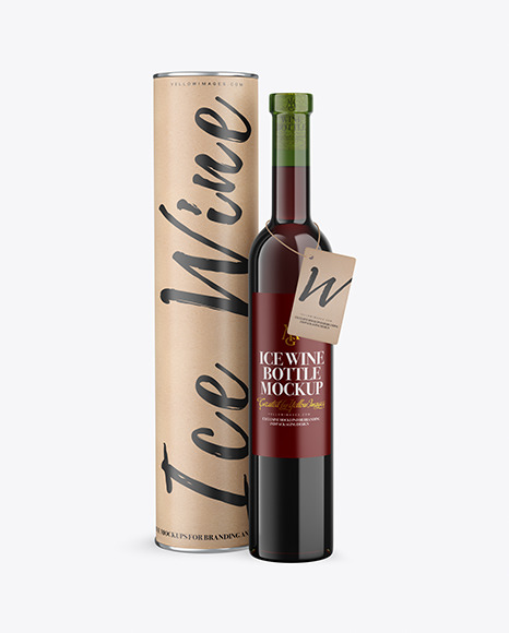 Green Glass Red Wine Bottle With Tube Mockup