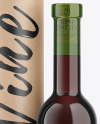 Green Glass Red Wine Bottle With Tube Mockup