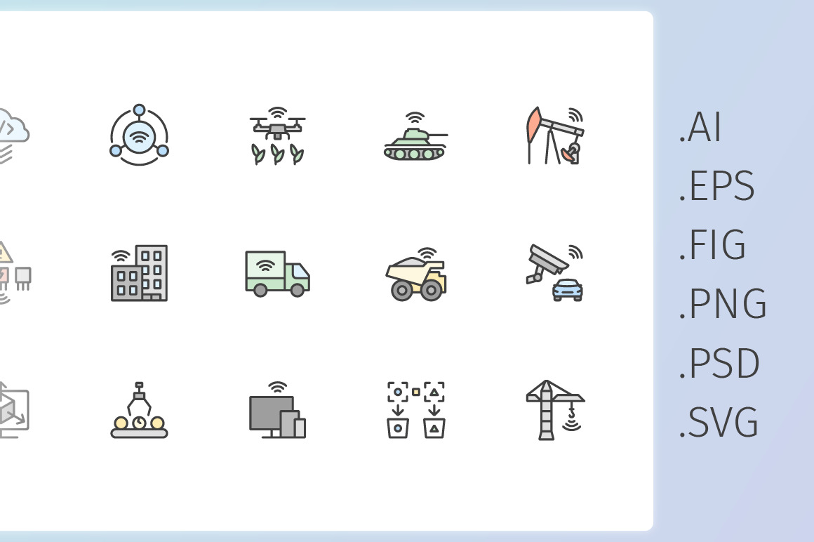 IIoT colored outline iconset