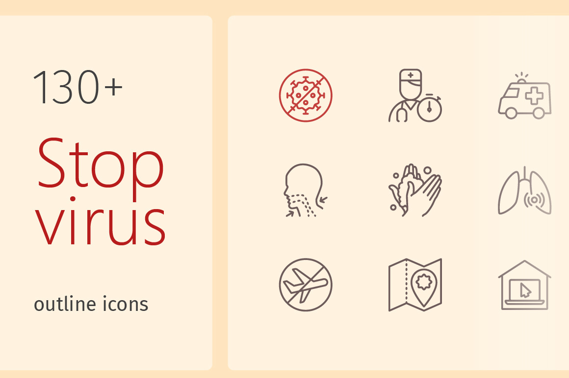 Stop virus outline iconset