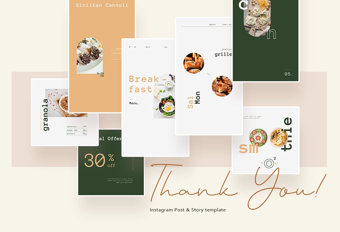 Elegant Restaurant Instagram Post and Story Template